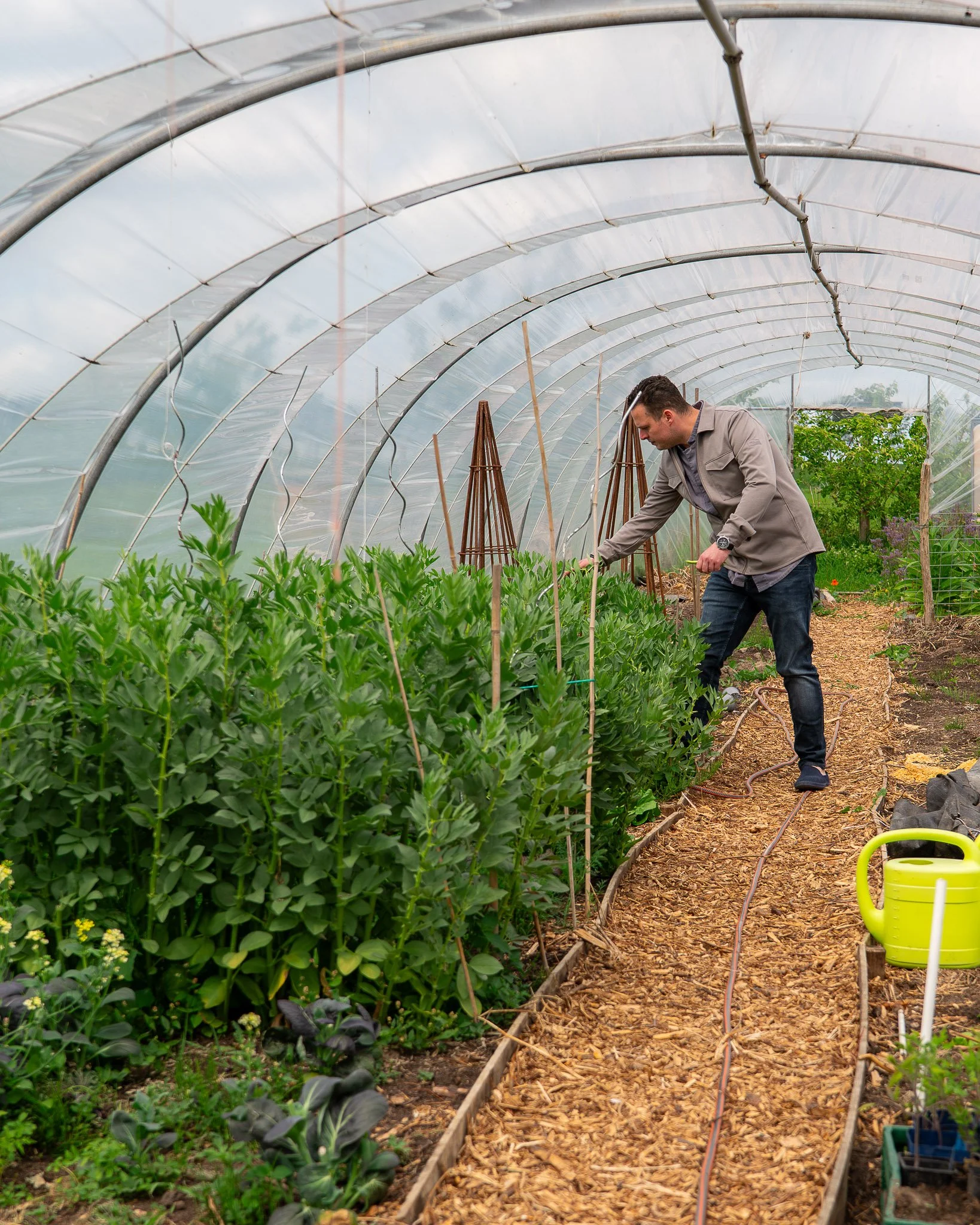 Tom Vinke, sterrenchef bij Michelinrestaurant De Kromme Watergang - Chefs in het Bos festival 2026. Hij verzamelt verse ingrediënten in zijn moestuin.