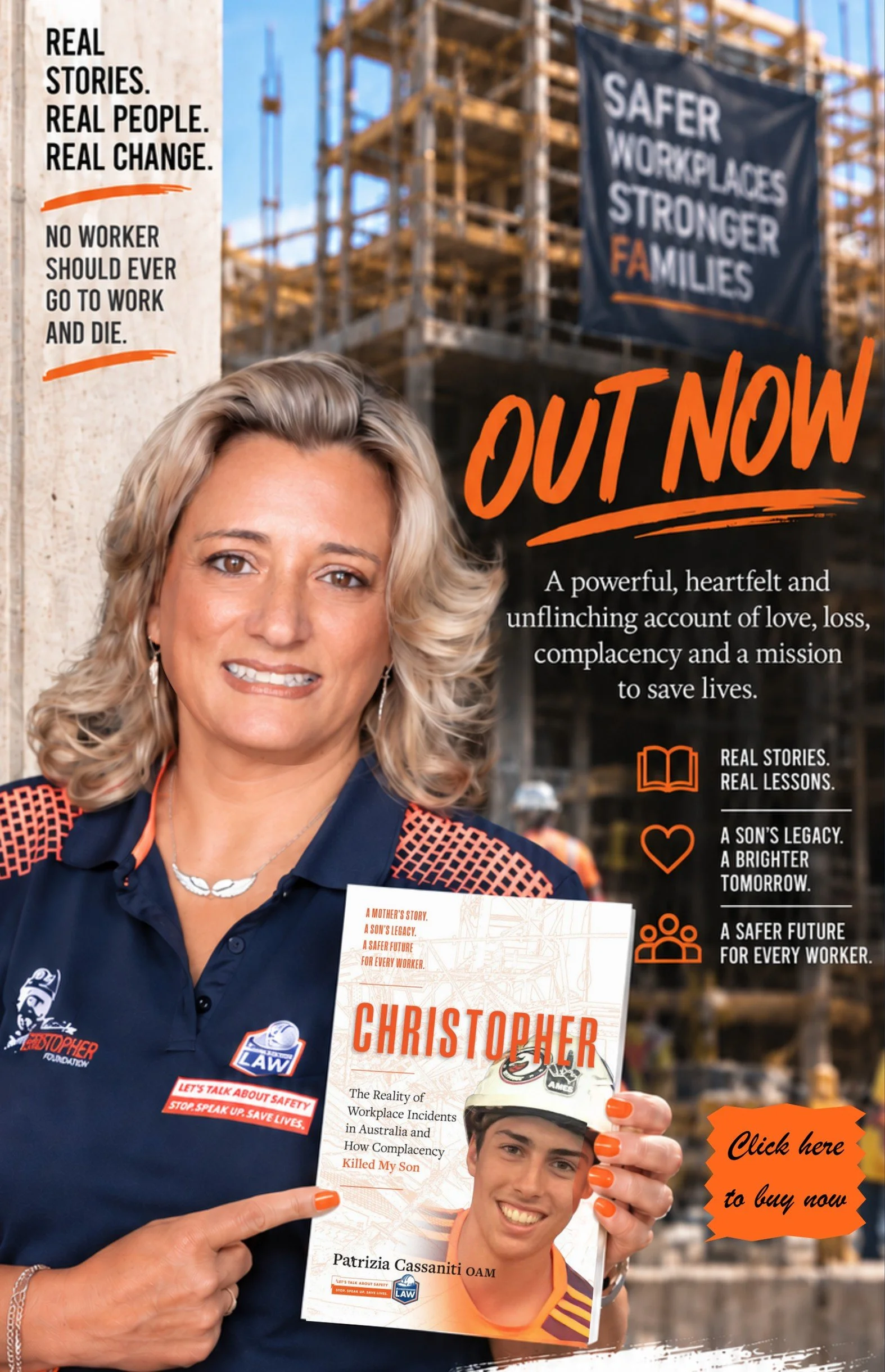 Patrizia Cassaniti OAM holding her new book Christopher. Out now.