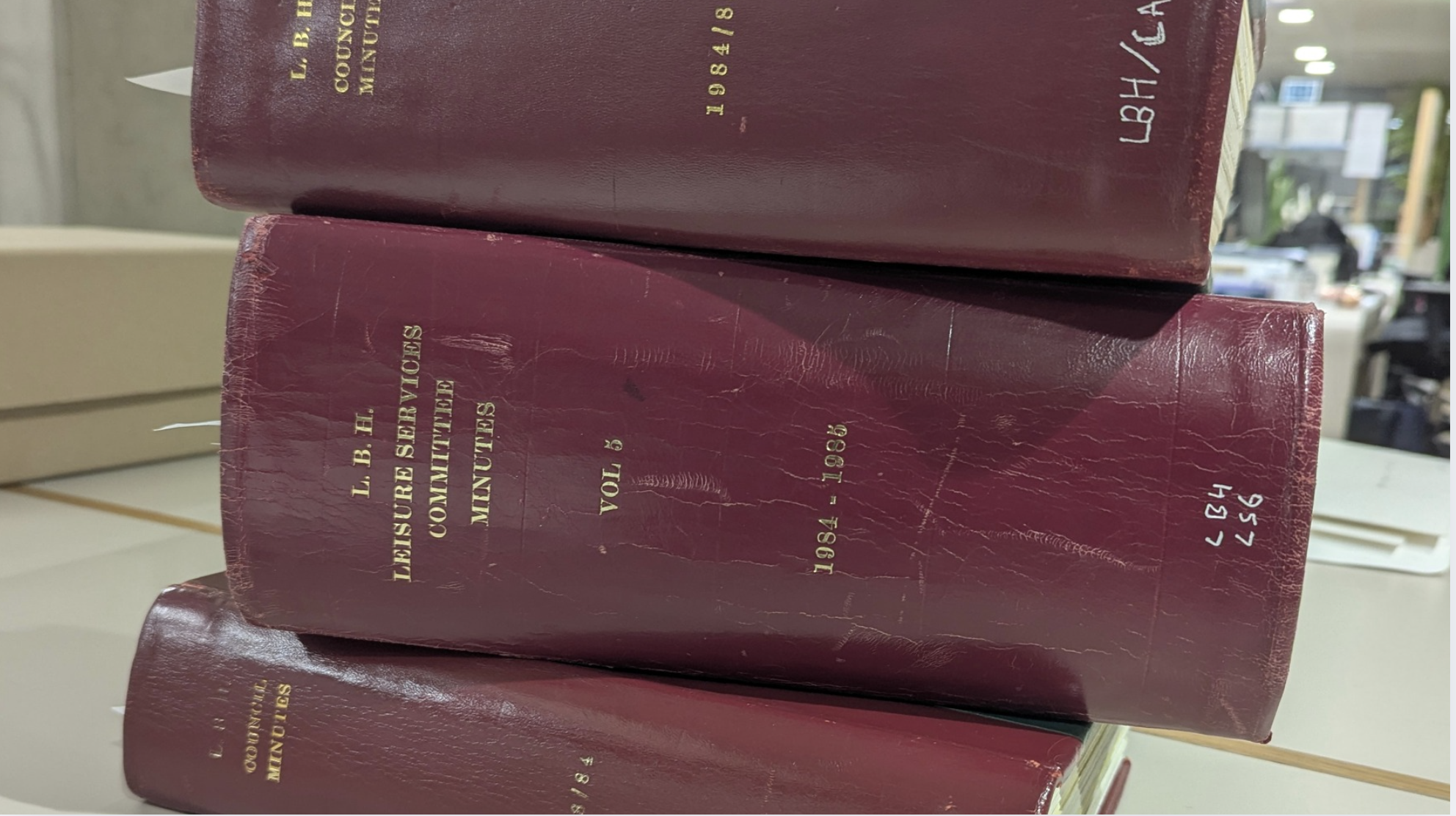 Three volumes of books containing Hackney Council minutes