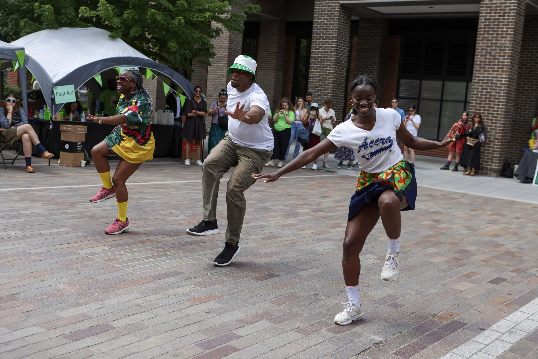 Dancing lindy hop in the street