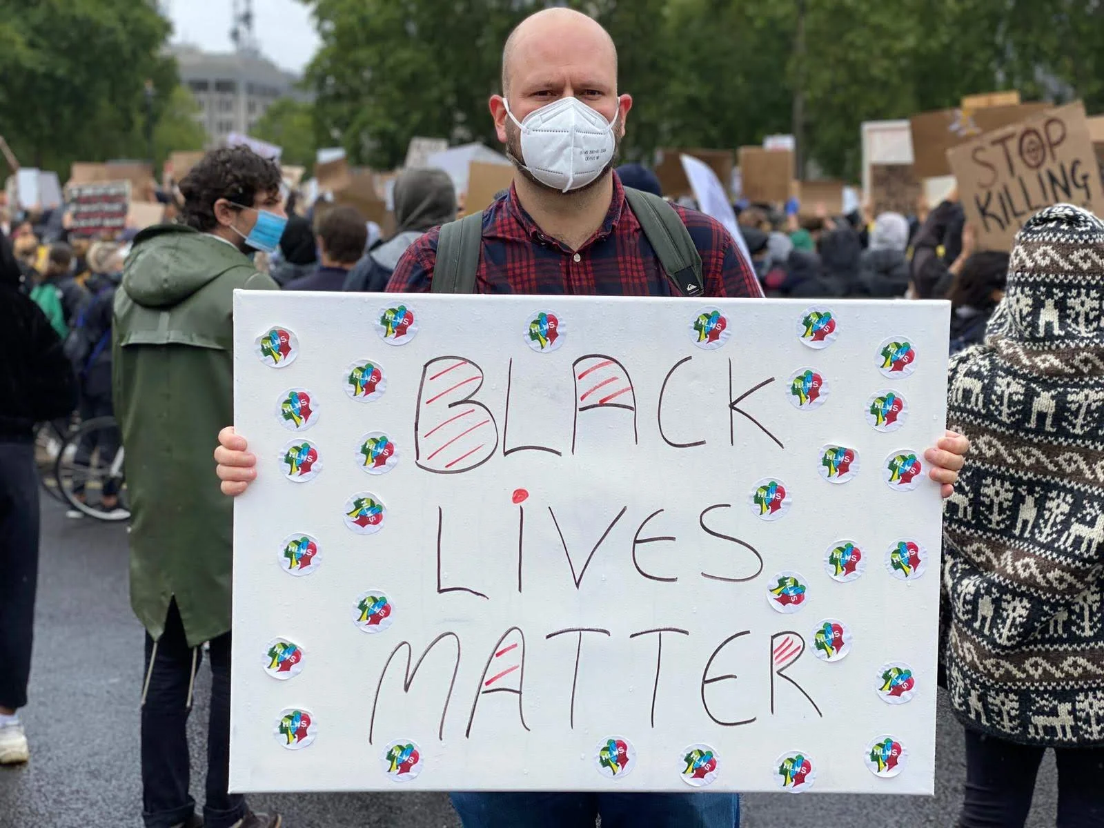 Year 2020, Mayor Glanville with BLM plaque
