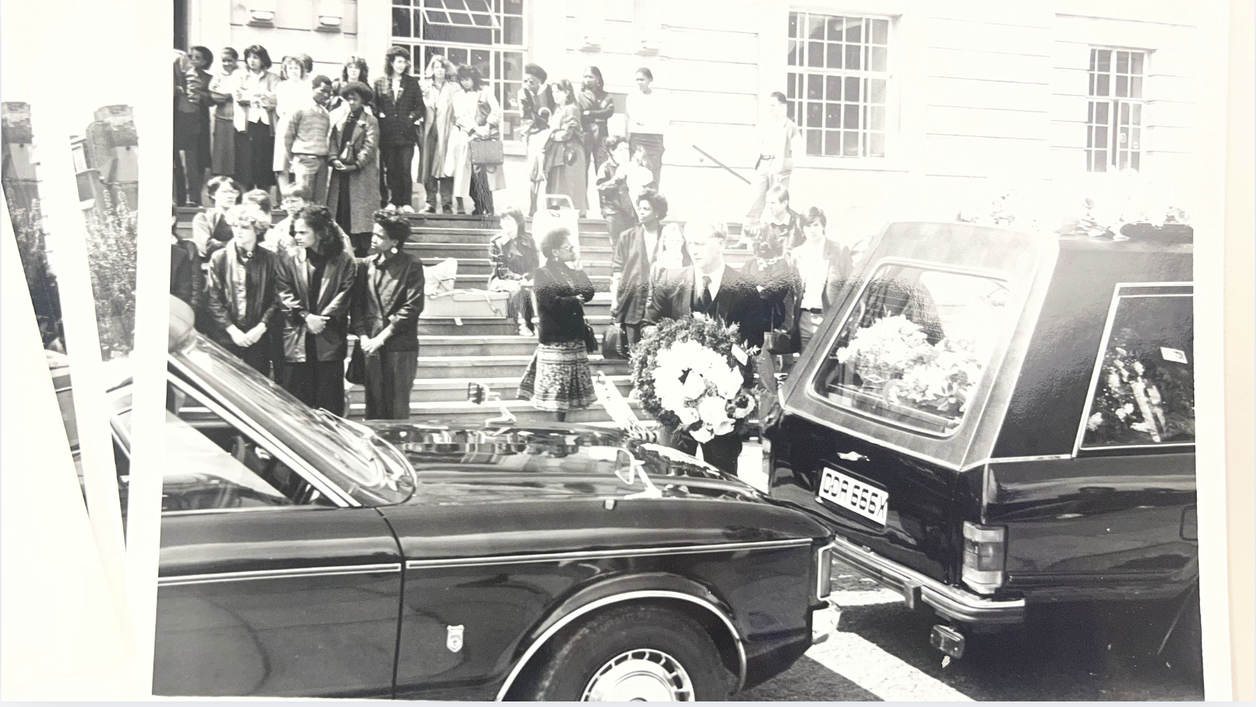 black and white photo of a funeral