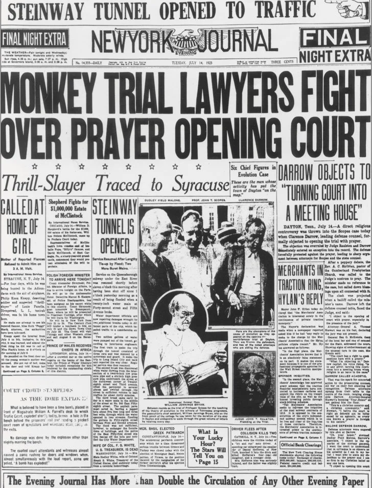 On this day: 10th July 1925 - The Scopes ‘Monkey Trial’ Begins