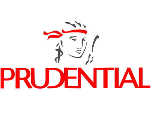 Prudential logo featuring a stylized female face with a red bandana, with the word 'PRUDENTIAL' in red bold letters below.