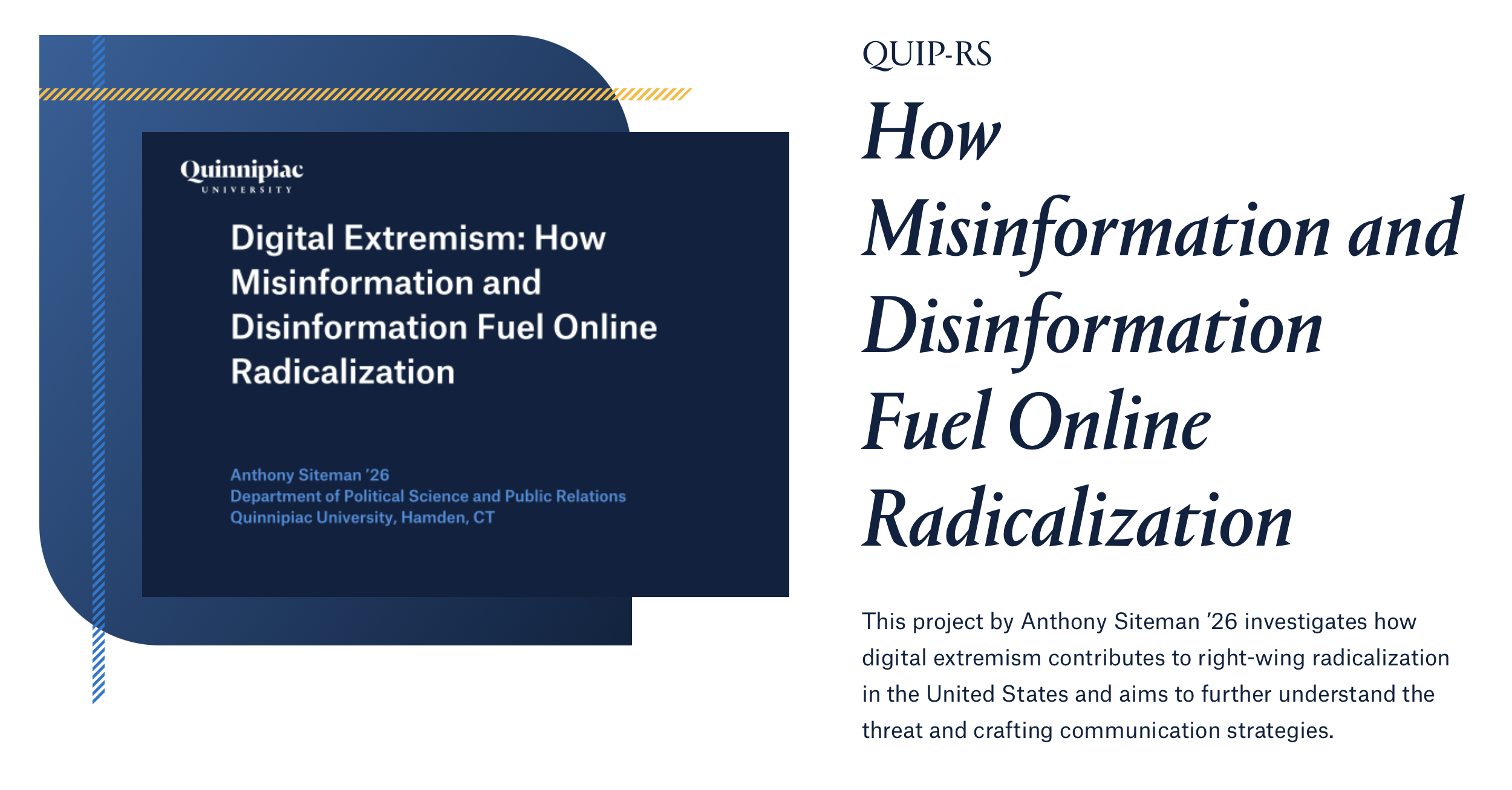 Screenshot of a Quinnipiac University student project page