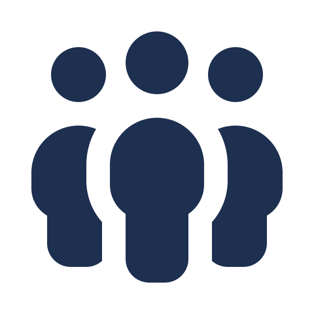 Icon of three simplified human figures arranged in a triangle formation.
