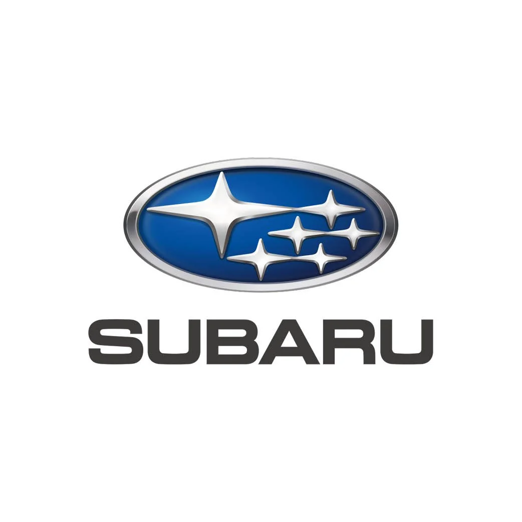 Subaru logo with blue oval and silver stars above the word 'SUBARU' in black text