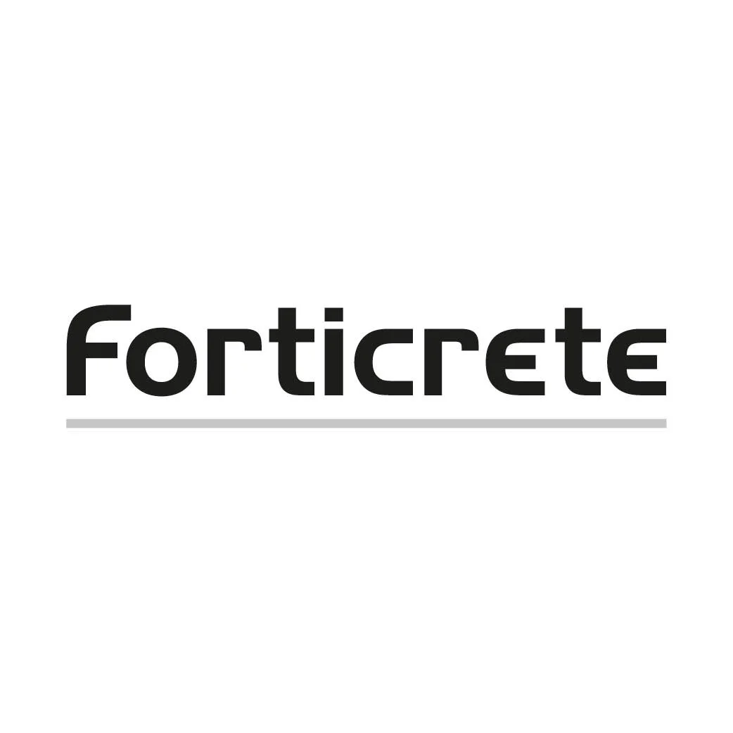 Forticrete logo in black text on white background with a gray line underneath.