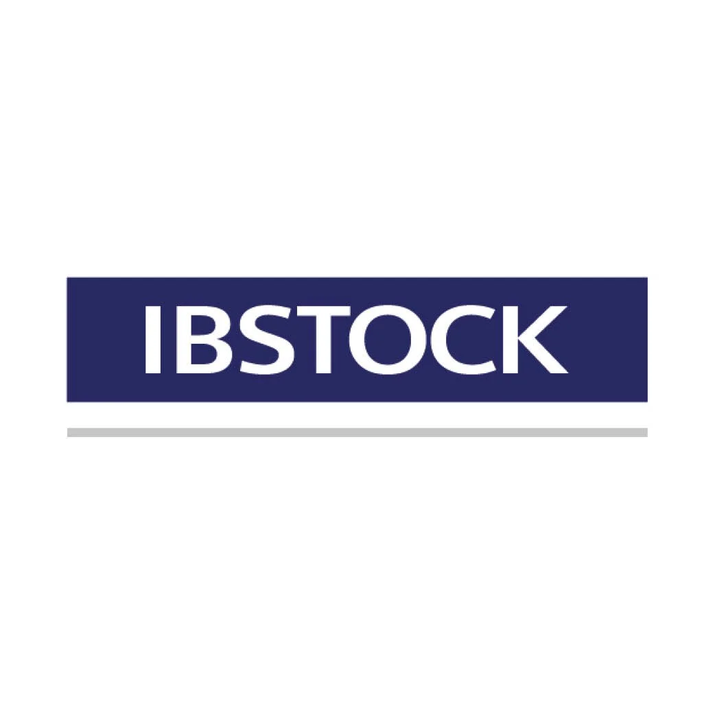 Logo with the word 'IBSTOCK' in white letters on a navy blue background, with a thin gray line beneath it.