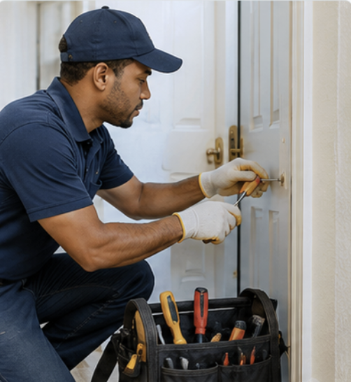 Wrench, shield, and home icon symbolizing trusted vendors and maintenance services managed by Lourie Enterprise