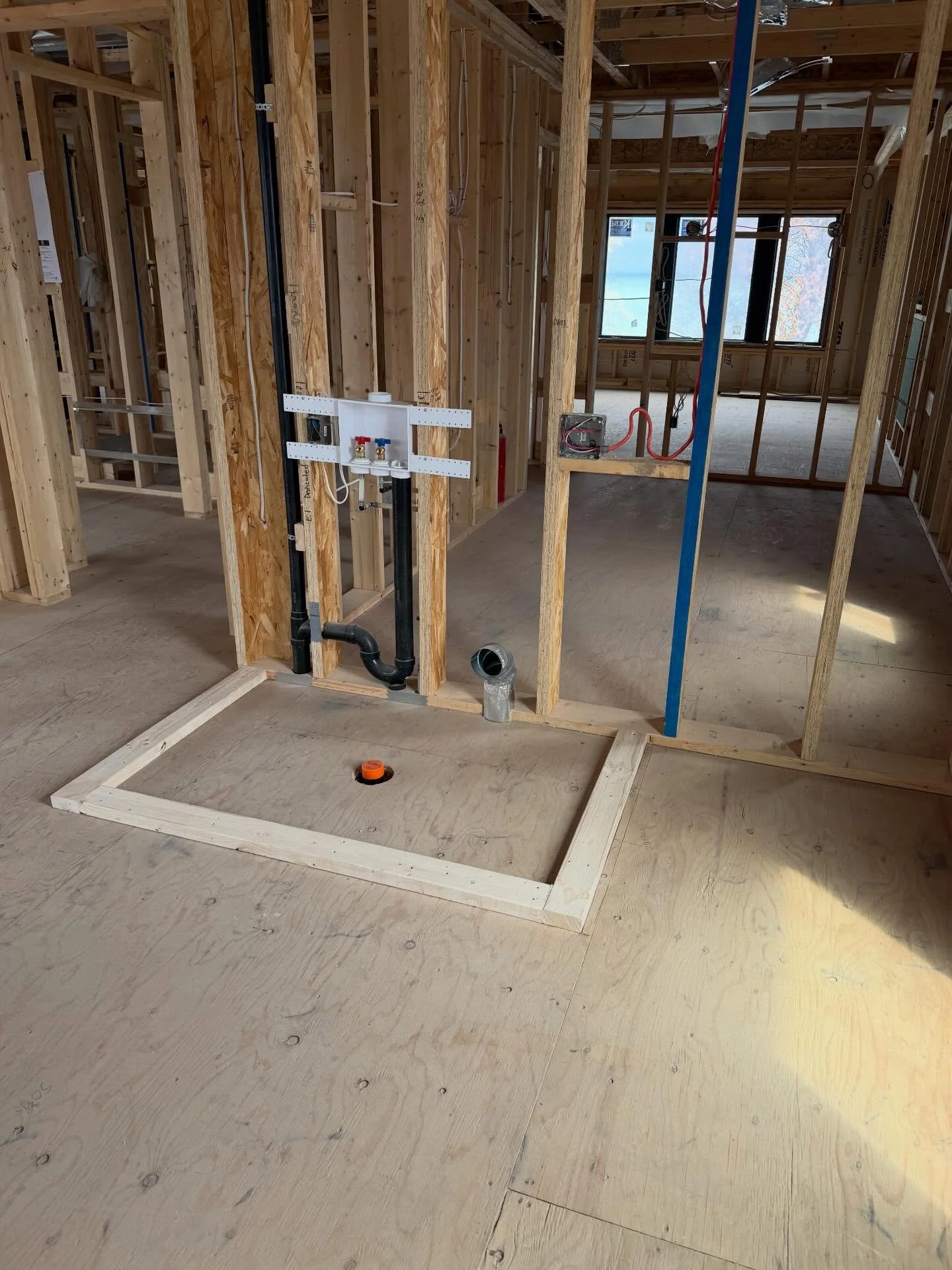 Let&rsquo;s talk about Laundry Rooms.

This particular laundry room is located on the second floor of this beautiful custom home.  Even the best laundry machines can leak, so we build a curb, slope the floor under the machines to the center and water