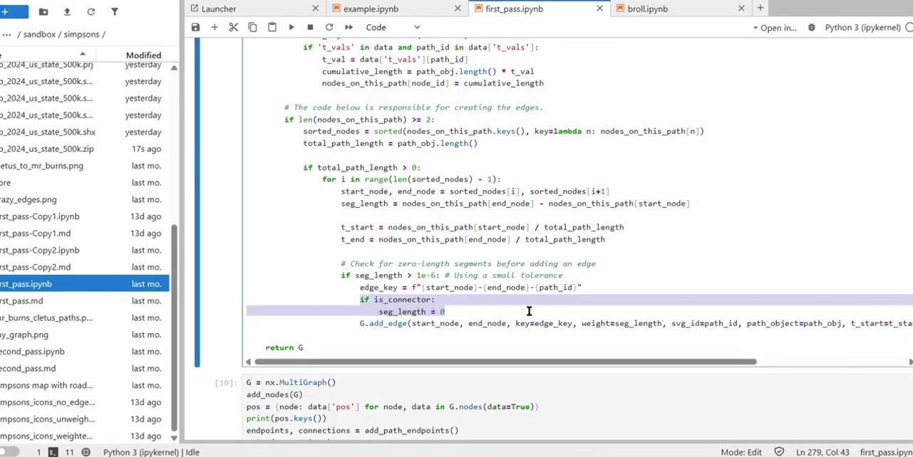a screenshot of putting our findings into python