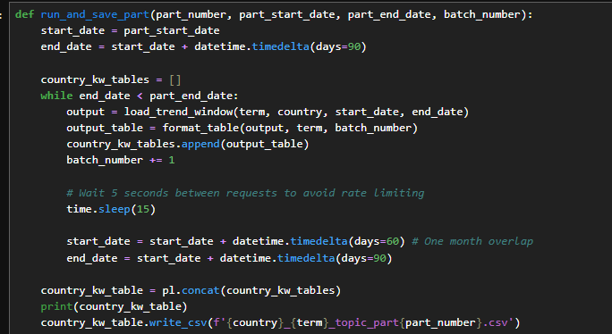 screenshot for Function for running and saving