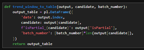 screenshot for Function to convert to polars and added batch numbers