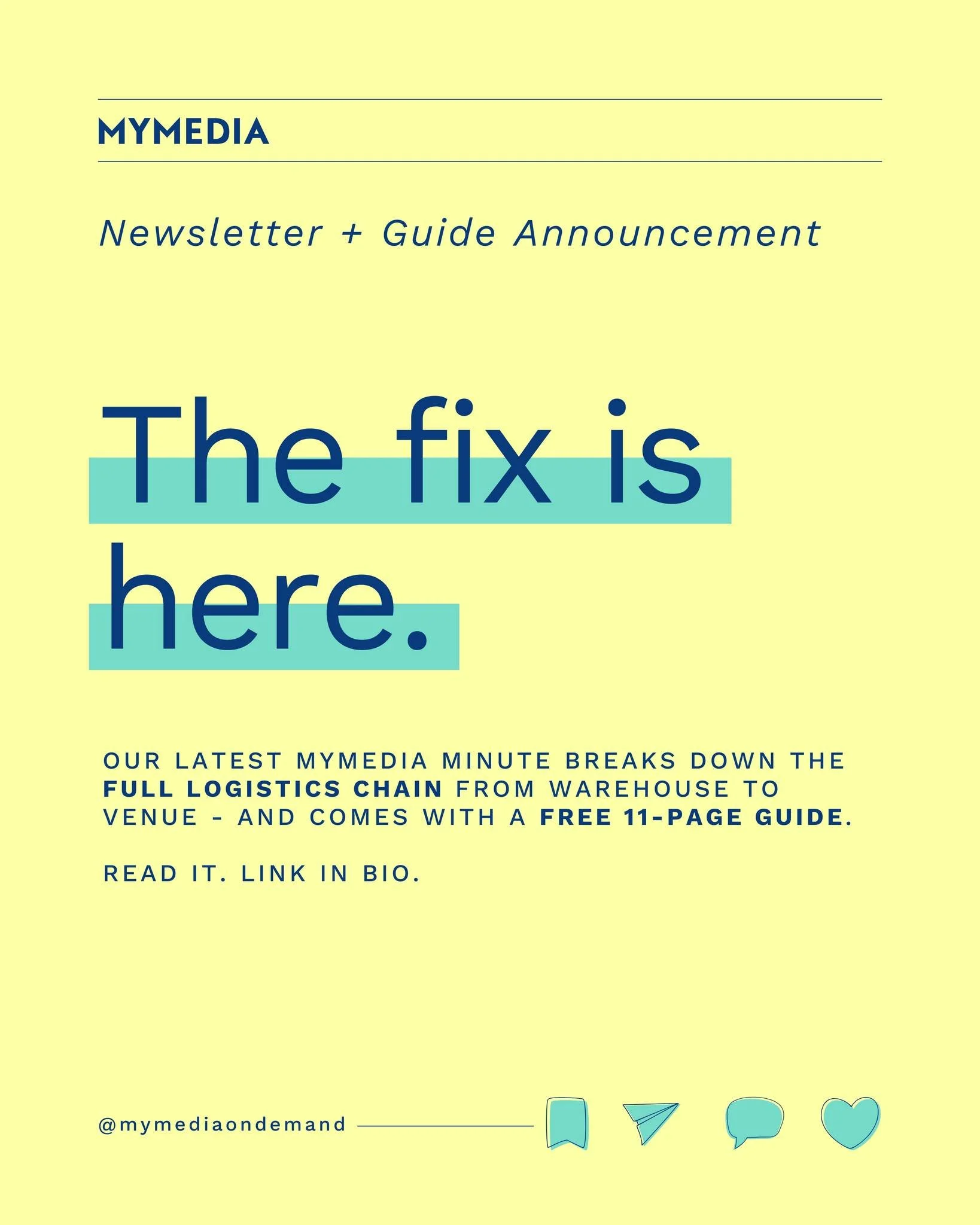 Your event checklist probably covers the brief, the budget, and the venue.
But what about the logistics chain that gets your materials there?
This week's MyMedia Minute newsletter walks through the four links in the chain from warehouse to venue, and
