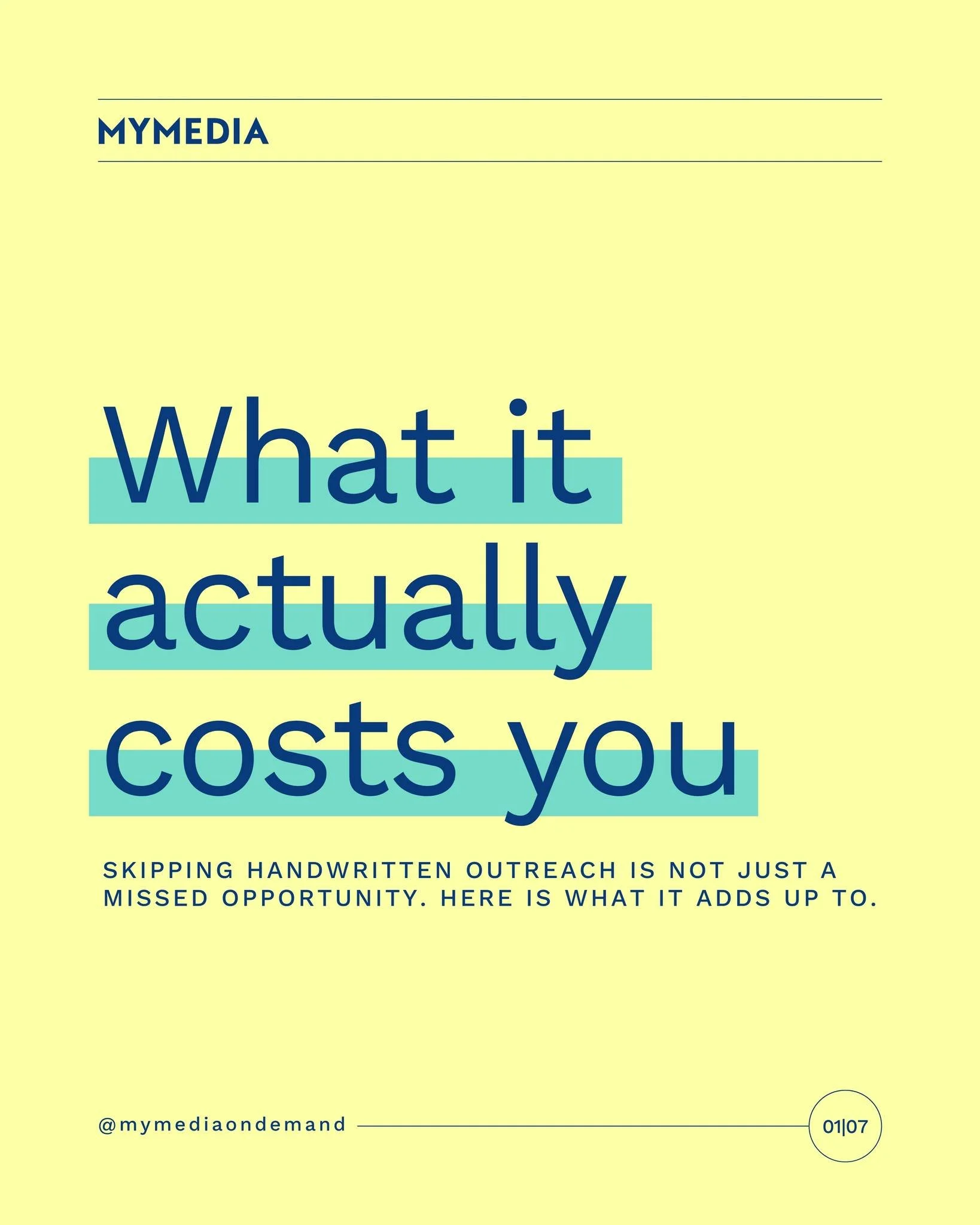 Low response rates get noticed. The reasons behind them often do not.
When digital outreach stops working, the answer is rarely more digital outreach. This carousel covers what it actually costs you to skip handwritten mail from your mix.
Swipe throu