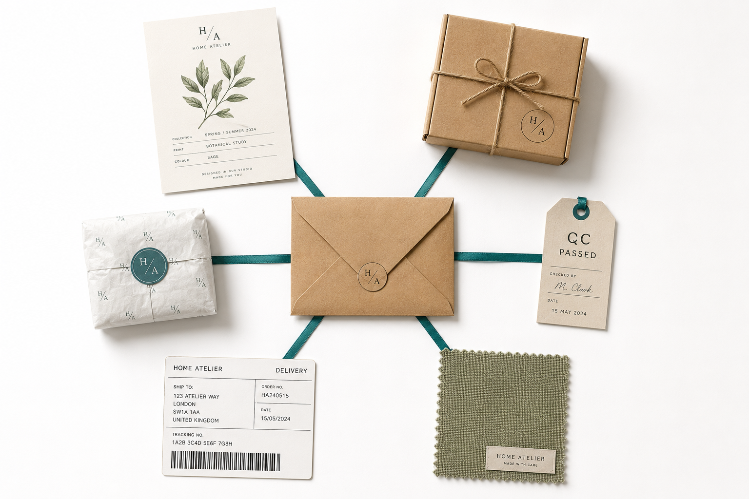 Brand identity moodboard with teal accents