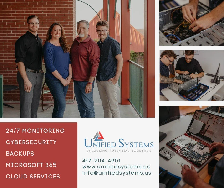 Around here, we believe in showing up &mdash; for our clients, our town, and our neighbors.  Unified Systems isn&rsquo;t just a help desk miles away &mdash; we&rsquo;re your local tech team, right here in West Plains.

We handle:
🖥️ Managed IT &amp;