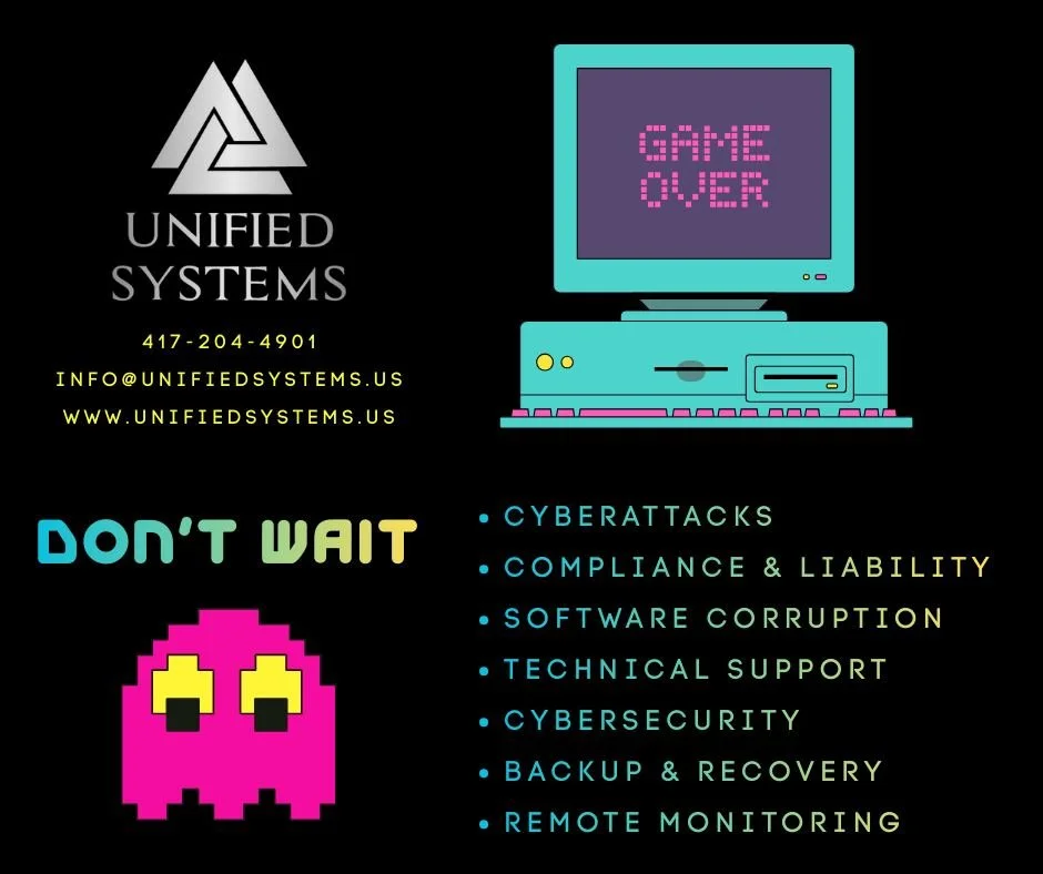 At Unified Systems, we help keep your systems running smoothly by:

Clearing out digital &ldquo;ghosts&rdquo; that slow things down
Keeping your software updated and secure
Making sure your data is protected so you don&rsquo;t lose a life 💾
Providin