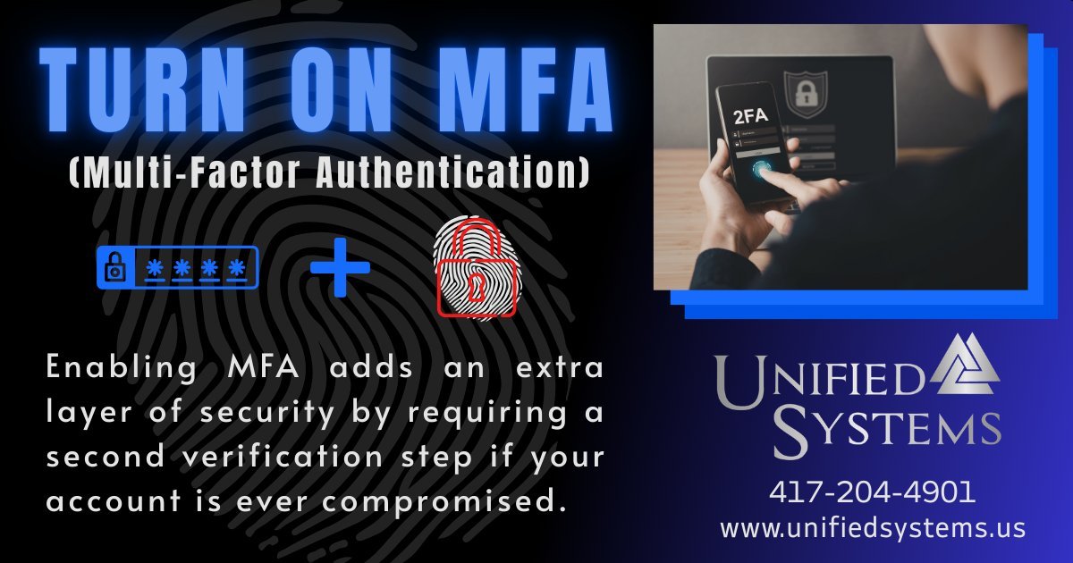 Multi-Factor Authentication (MFA) adds a second layer of protection (like a code sent to your phone or an authentication app) making it harder for attackers to break in.
 
Think of it this way:
A password is like a lock on your front door. MFA is the