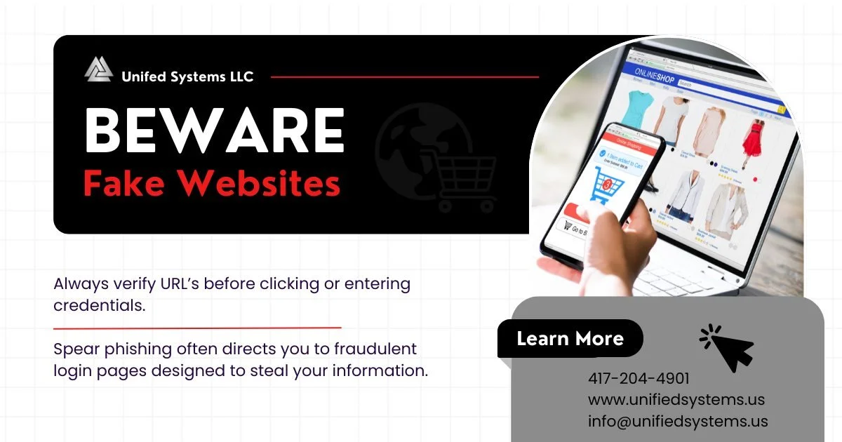 🚨 Beware of Fake Websites 🚨

Not every website is what it seems. Cybercriminals are creating convincing fake sites to steal login credentials, payment information, and personal data.

🔎 Look closely at the URL
Scammers often use addresses that loo