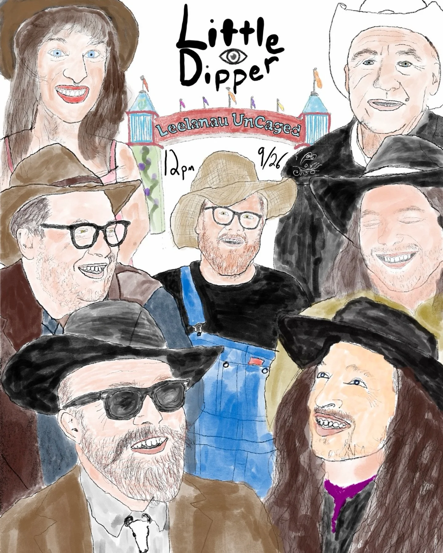 Sometimes you have so much fun drawing your friends you forget to leave room for information on your poster. James, I&rsquo;m sorry you got Beavis and Butthead teeth. 

Come see Little Dipper at @leelanauuncagedofficial on 9/26, 12:00pm!
.
.
.
.
.
.
