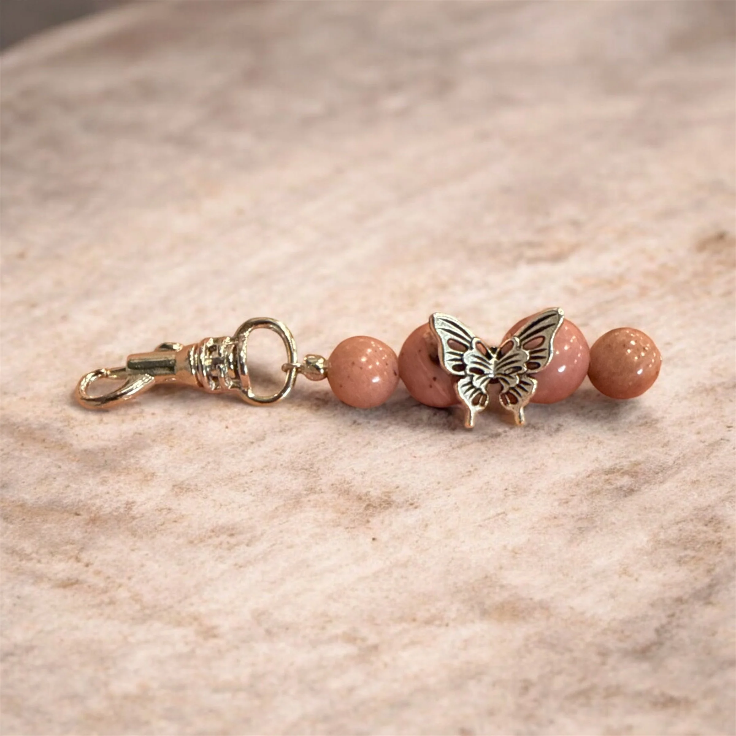 Rhodonite Butterfly Keychain