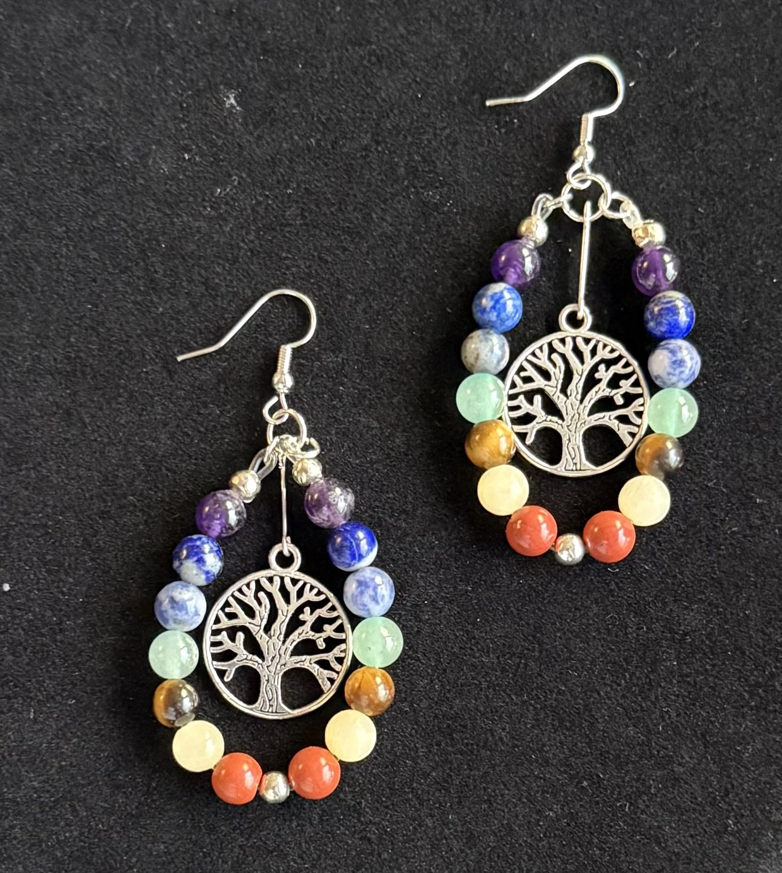 Tree of Life Beaded Chakra Gemstone Earrings