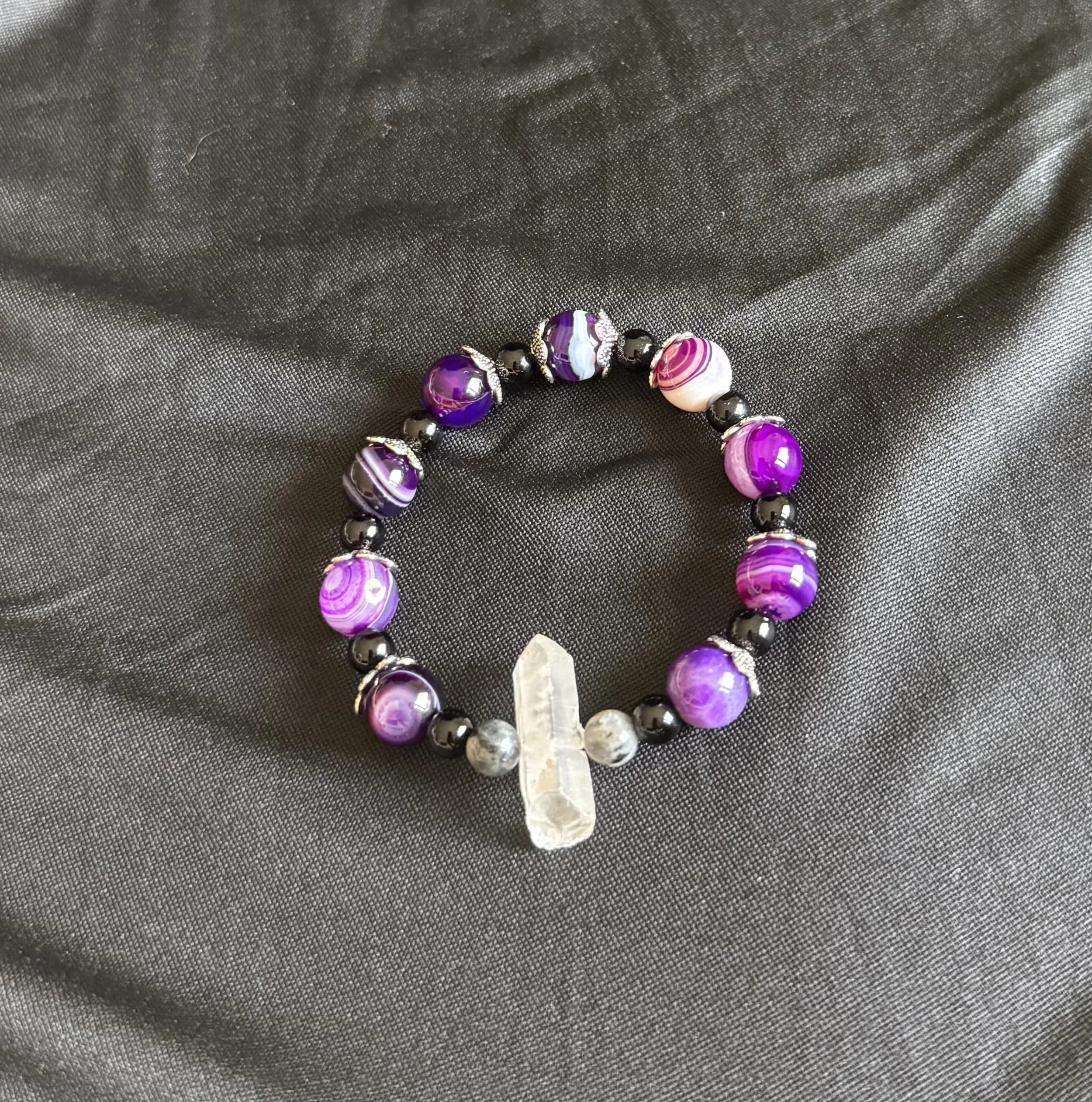 6" Exquisite Purple Agate & Crystal Harmony Bracelet