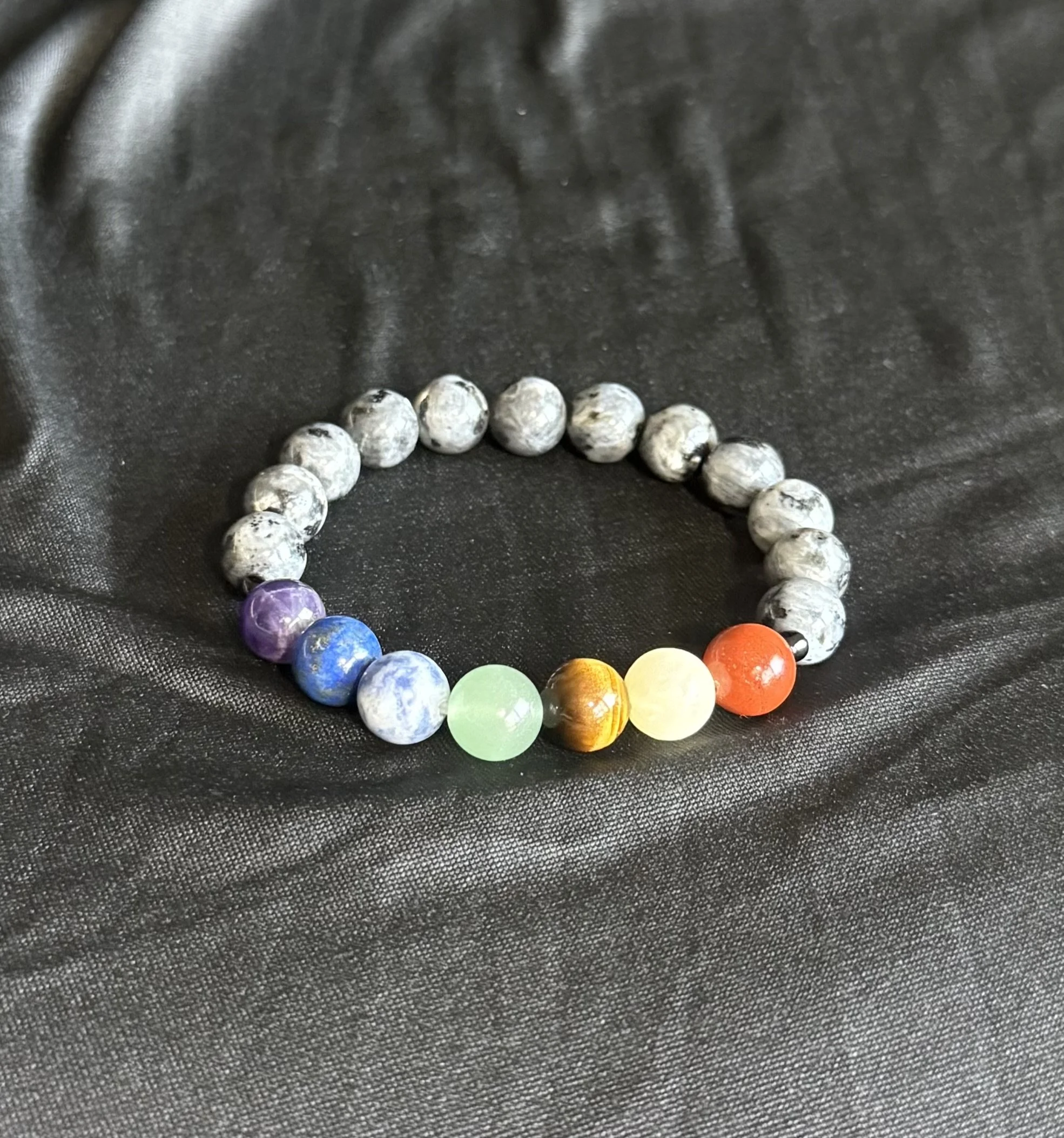 7" Chakra & Larvikite Balance Bracelet