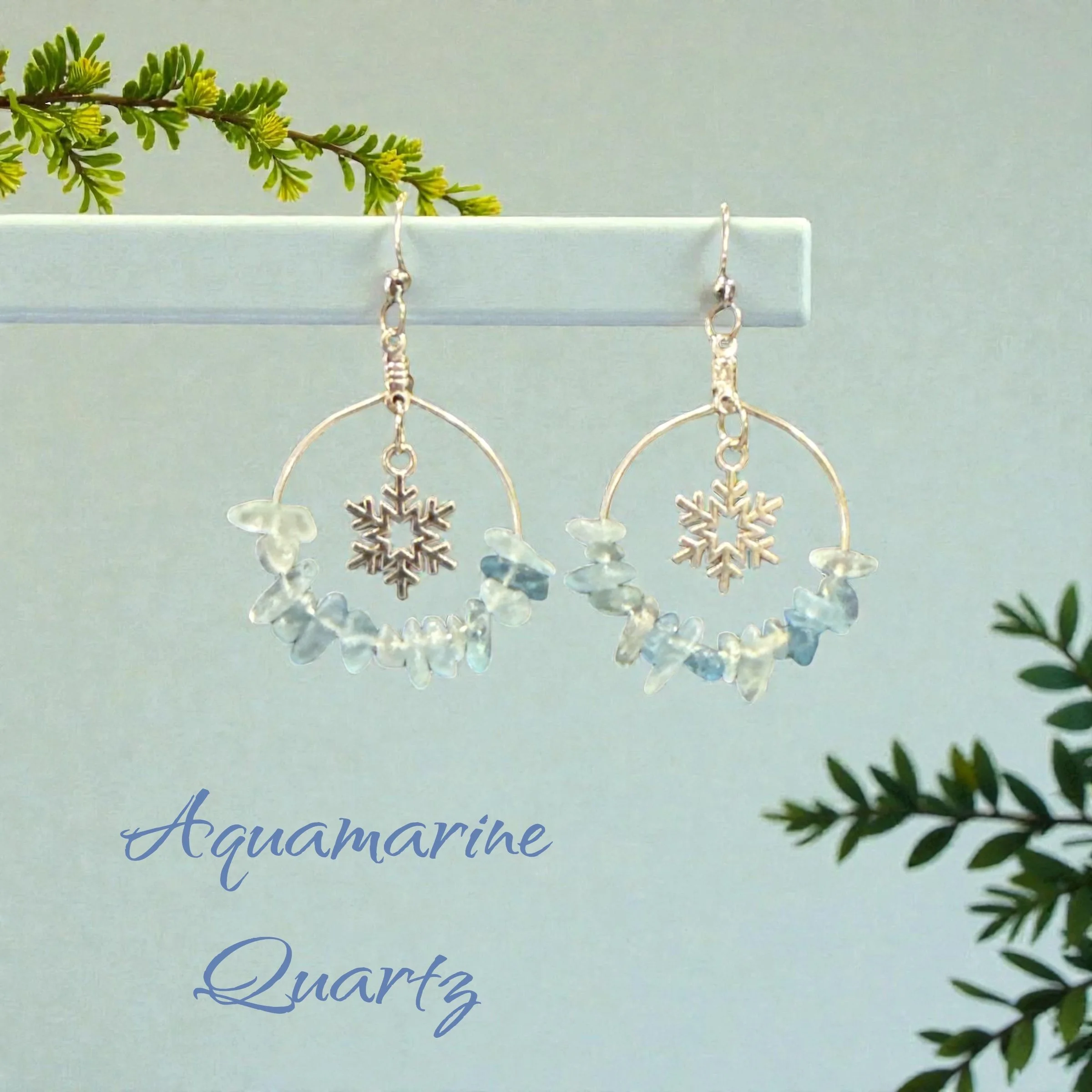 Winter Elegance Aquamarine Quartz Earrings