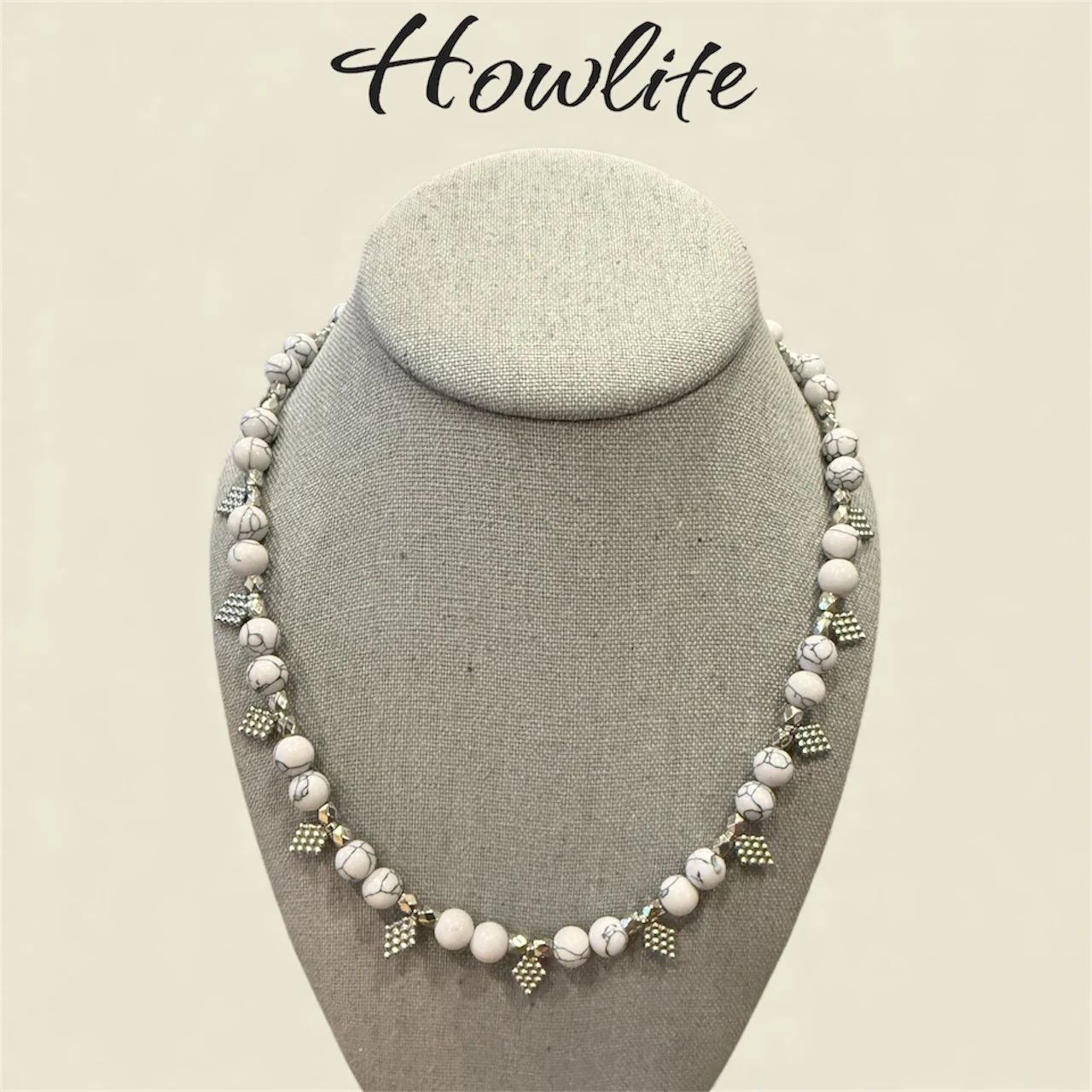 Elegant White Howlite & Silver Accent Necklace