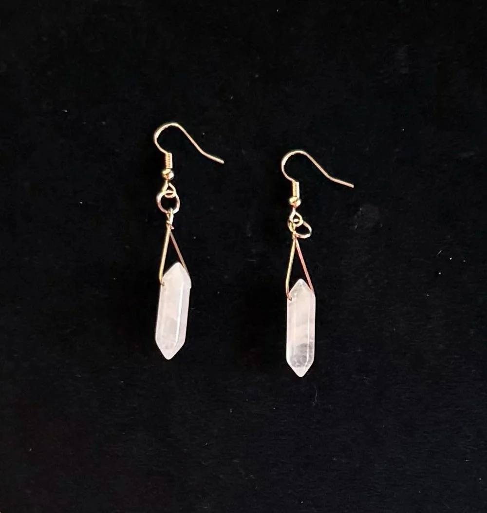 Rose Gold Rose Quartz Earrings