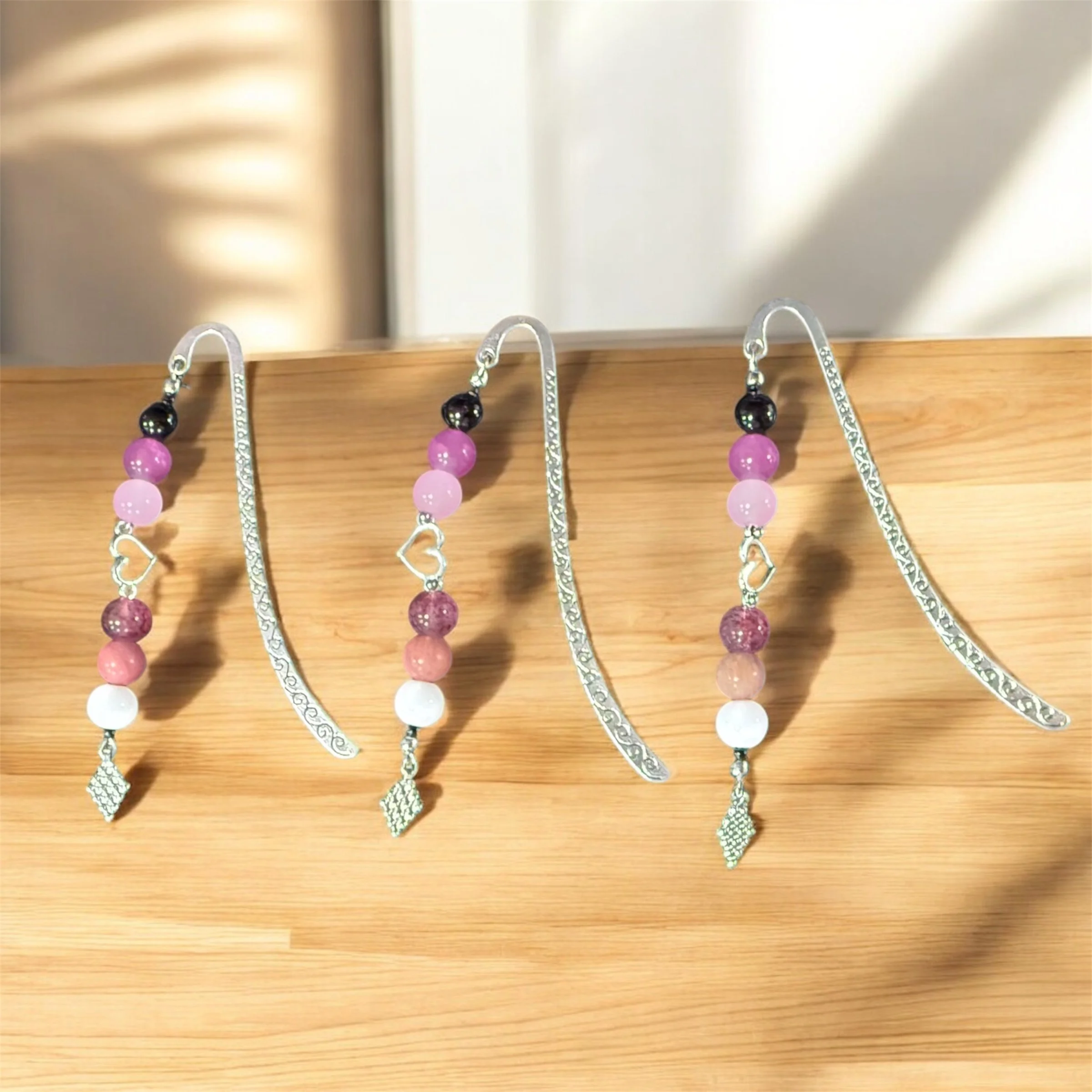 Metal Beaded Gemstone Bookmarks