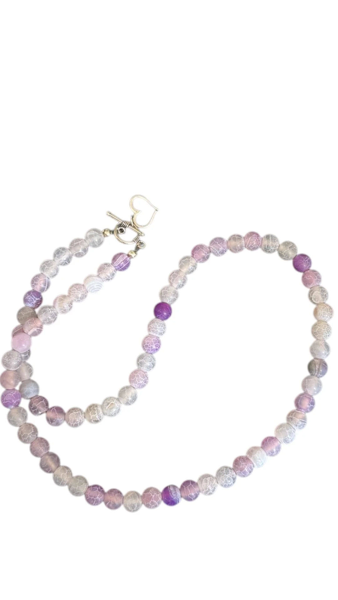 21.5" Purple Agate Necklace with Heart Pendant