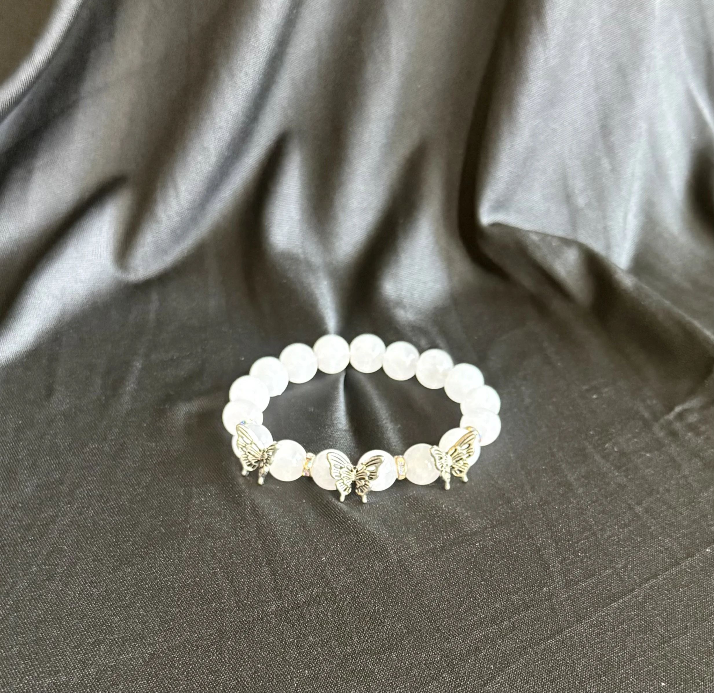 Enchanting Rose Quartz & Butterfly Bracelet