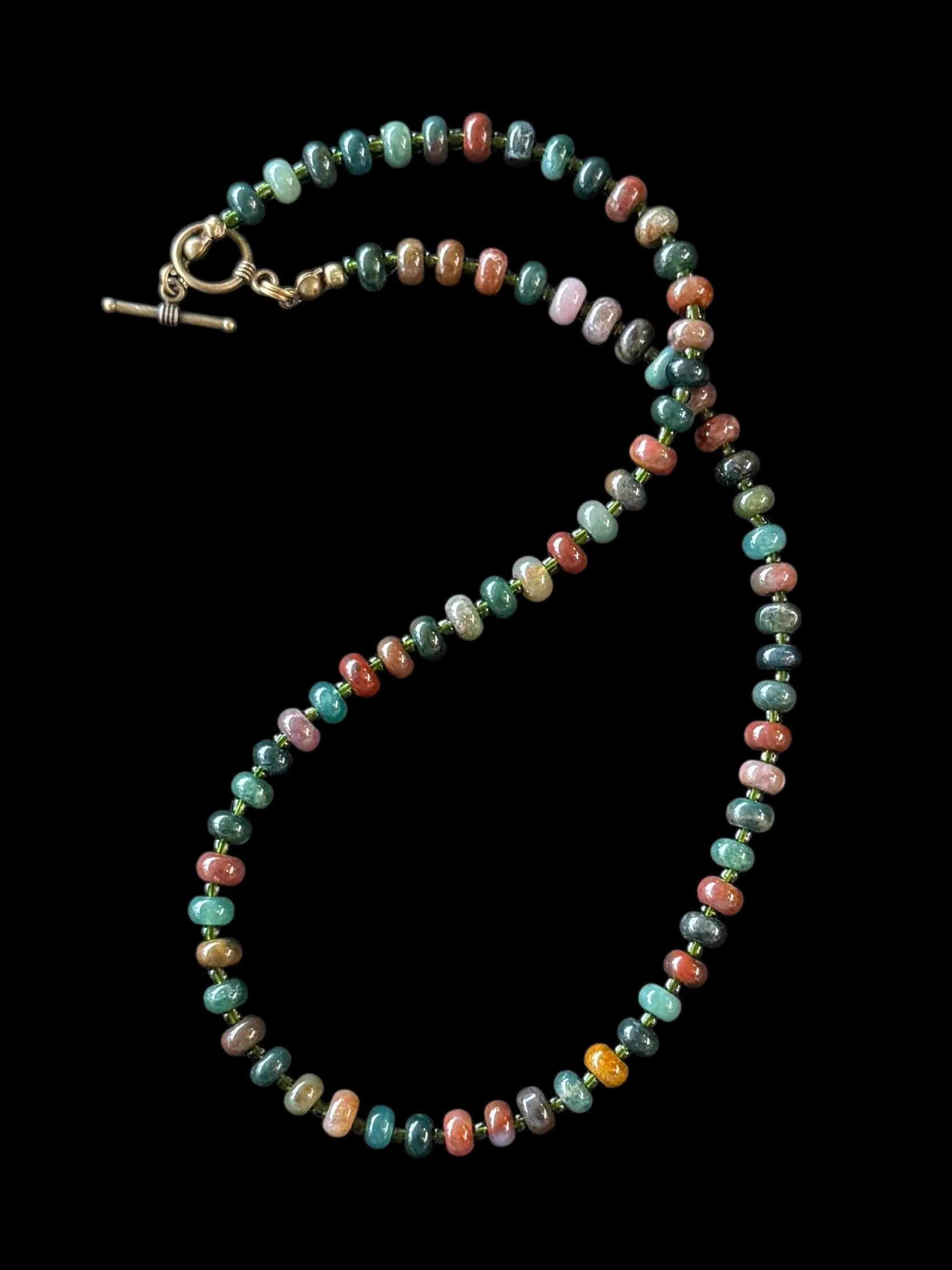 18" Indian Agate Necklace with Bronze Findings