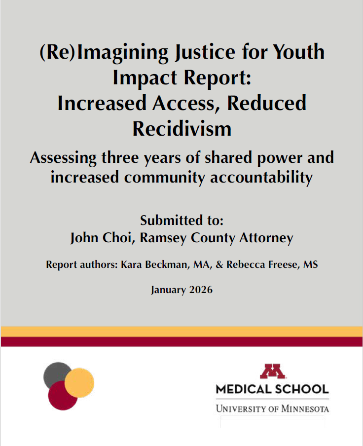 Image of cover page of report titled reimagining justice for youth impact report