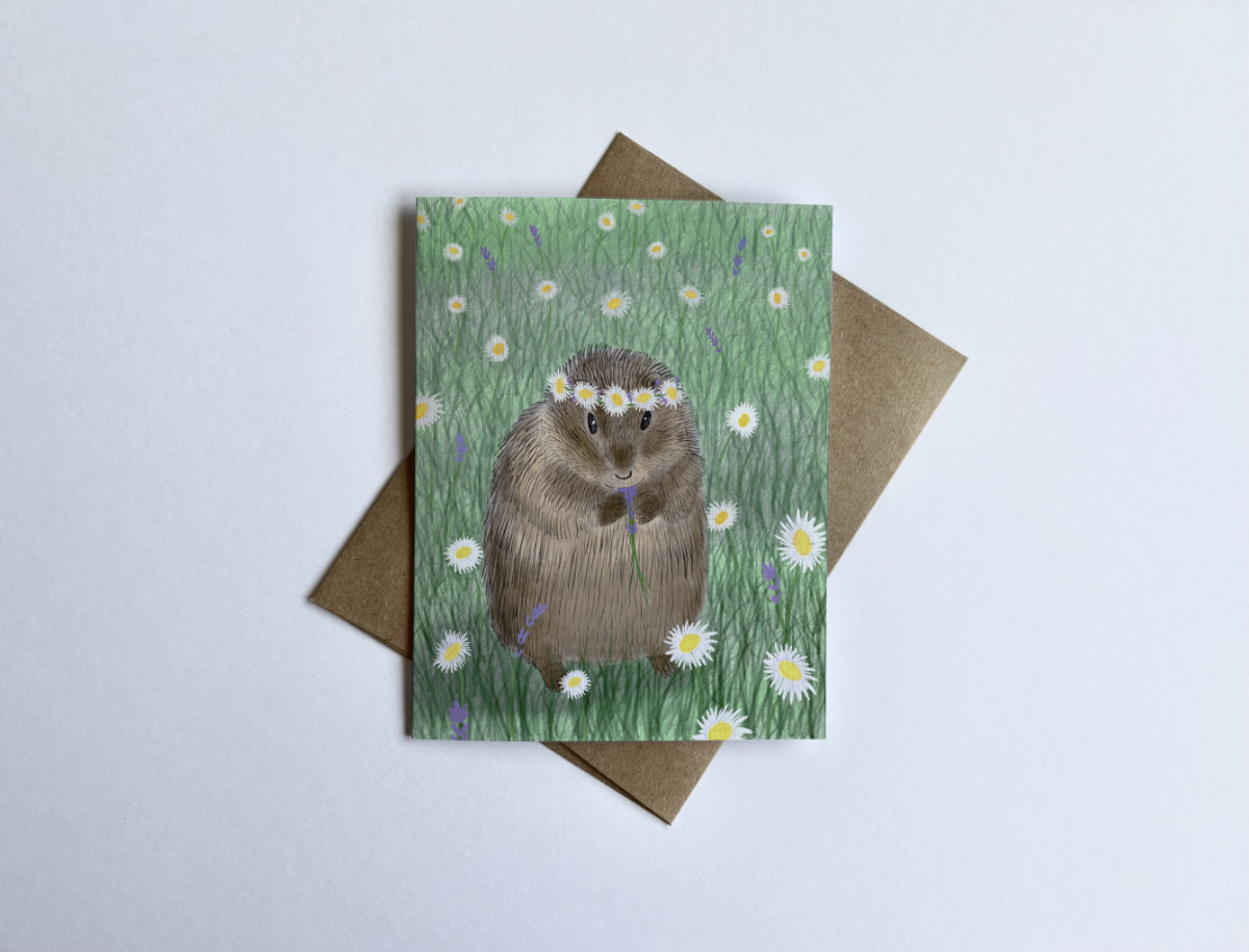 Cute Prairie Dog with Flower Crown Card