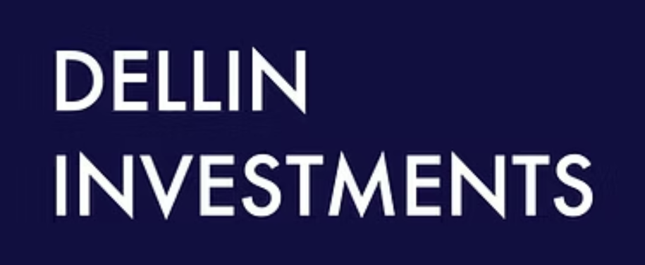 Dellin Investments logo with white text on a dark background.