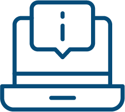 Laptop with an information icon on the screen.