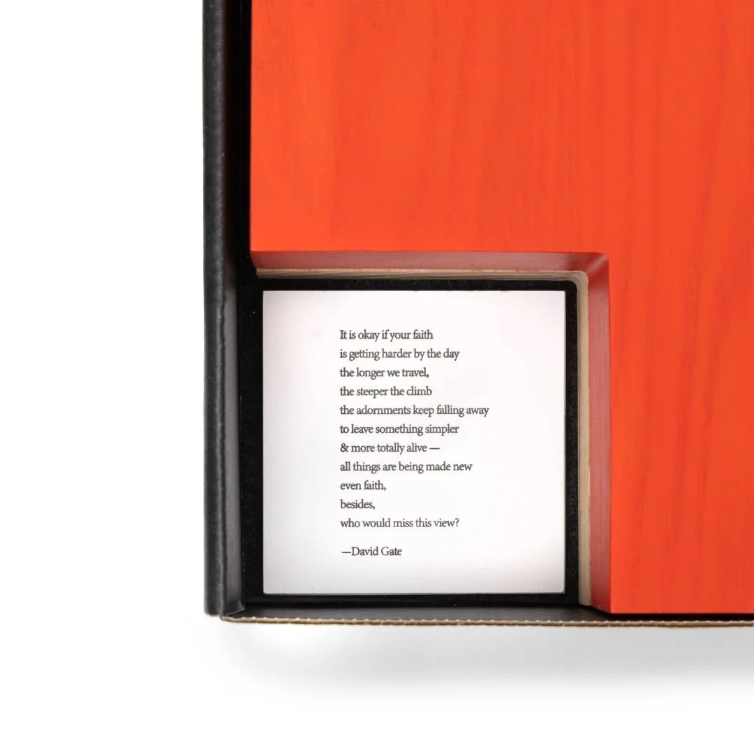 PAUSE

Each time a piece is received, we hope to offer a moment of reflection &mdash; a pause inside the sacred acts of giving and receiving. Each handcrafted cross is paired with letterpressed, commissioned words to hold, to feel, and to keep.

#the