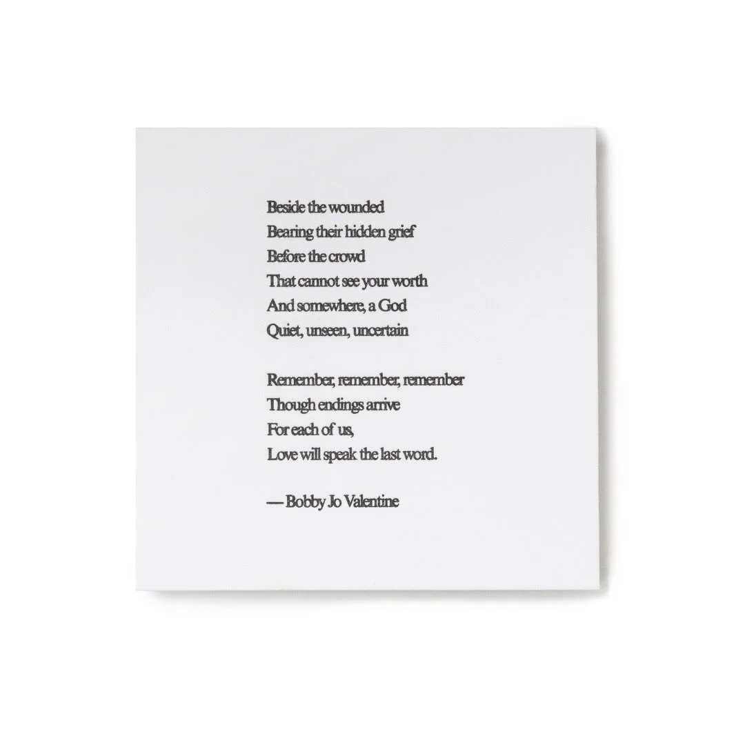 AT THE BREAKING POINT 

Even as a lover of words&mdash;I&rsquo;m not always able to find the right ones. So it&rsquo;s with real joy that I invite other artists to speak into the pieces I&rsquo;m creating, to reflect back what they see and feel. 

Th