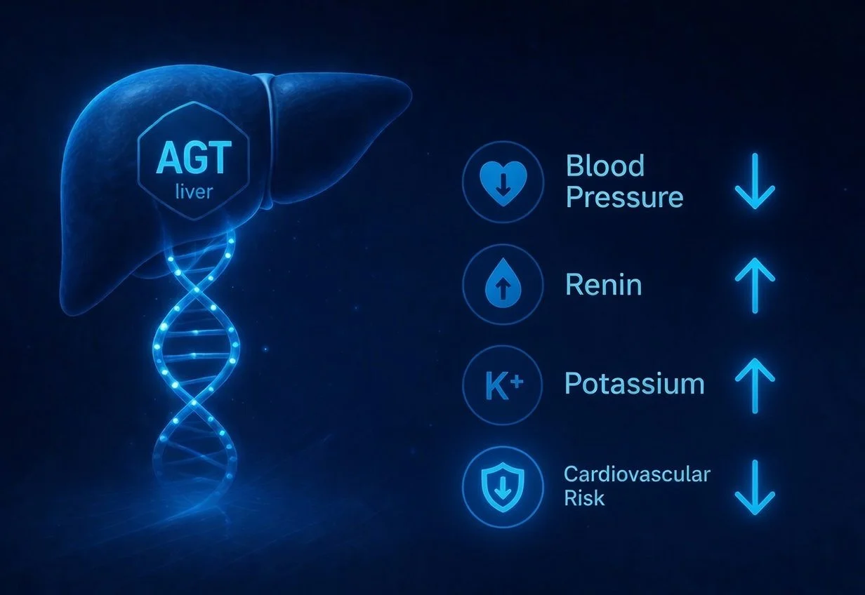 Human genetic support for hepatic AGT silencing