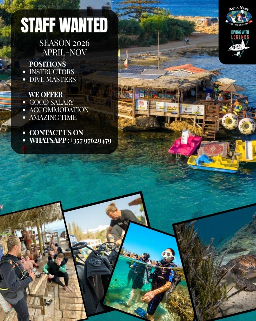 🌊 STAFF WANTED &ndash; SEASON 2026 🌊 
📍 Protaras, Cyprus | April&ndash;November 

We&rsquo;re building next season&rsquo;s crew and looking for awesome people to join our dive family at Green Bay! 

🔹 Dive Instructors 
🔹 Divemasters 

✅ Good sal