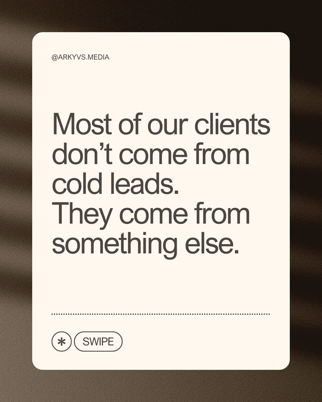 Most people assume creative studios grow through constant pitching and cold outreach.

That has not been our experience.

At ARKYVS Media, most of our strongest partnerships began long before the inquiry. Brands watched our films. Followed our consis