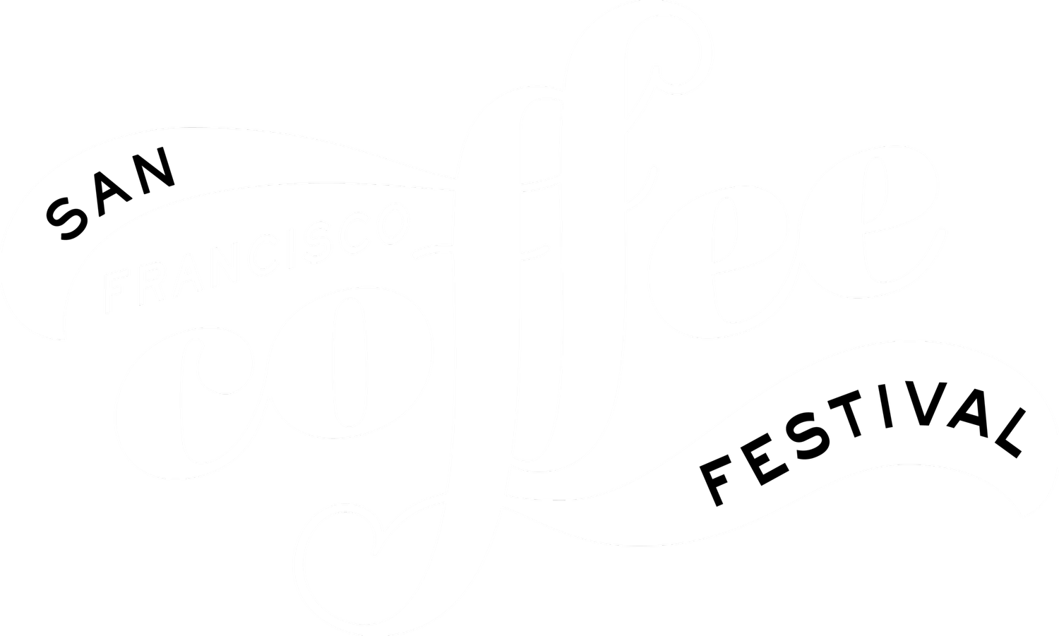 Logo for the San Francisco Coffee Festival featuring stylized white text on a black background.