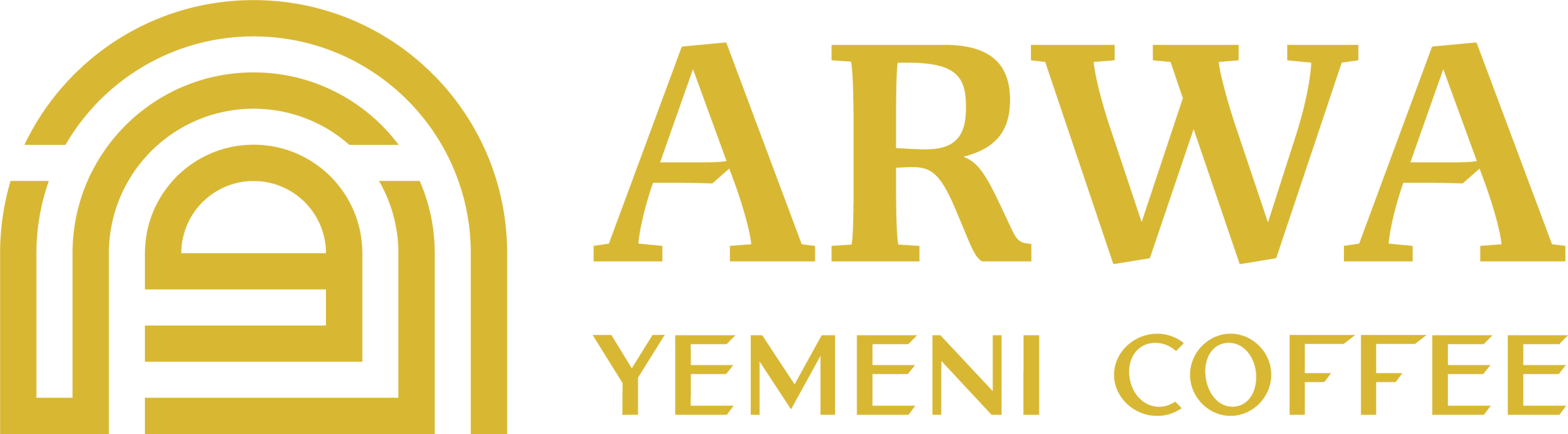Logo for ARWA Yemene Coffee with stylized gold and black design and the text 'ARWA YEMENI COFFEE'.