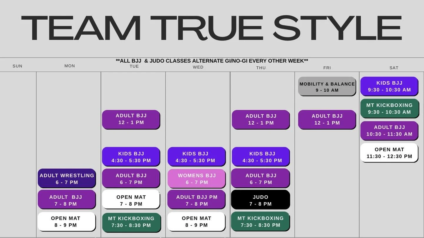 Hello 2026 ⭐️

There&rsquo;s no better time to get in and start training. Whether you are a beginner or advanced, all levels are welcome 🔥

First class is always FREE 😉

We offer classes in:
BJJ
MUAY THAI
WRESTLING
JUDO
WOMENS BJJ
KIDS BJJ
SELF-DEF