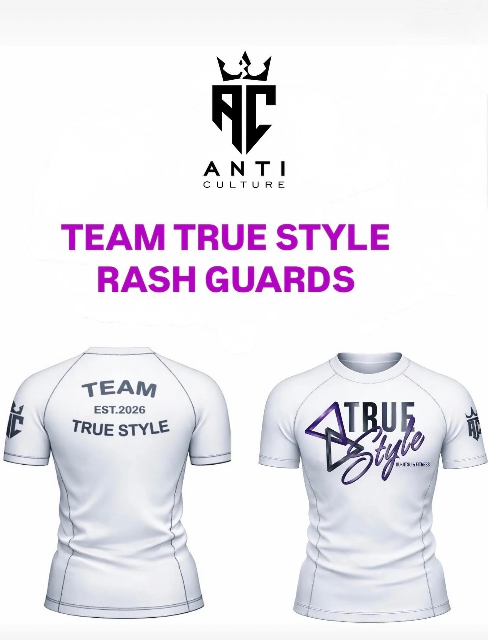With the warm weather coming, it&rsquo;s time for new TEAM TRUE STYLE RASHGUARDS 🔥

We are doing a pre-order! Available sizes are XS thru XXL. $35 each 😉

Message me with your order by Friday 5/22 😎

Thank you @anti_culture_apparel ⭐️. We are supe